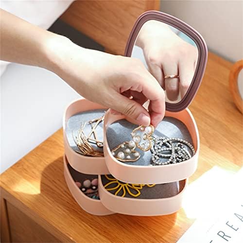 TJLSS Europa Estilo Girl Jóias Exibir bandeja de 360 ​​° Caixa de armazenamento de jóias para embalagem de colar de anel de brinco (cor: rosa, tamanho