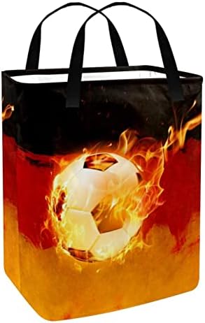 Flame Soccer Football Print Print Collapsible Laundry Horse, 60l de lavanderia à prova d'água de lavagem