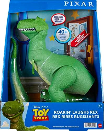 Mattel Disney Pixar Toy Story Toys, Moving & Talking Rex Dinosaur Figura, Roarin 'Risos, 10,8 polegadas de altura