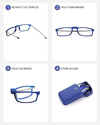Luff dobrando óculos de leitura para homens leitores para mulheres anti -azu -azul óculos
