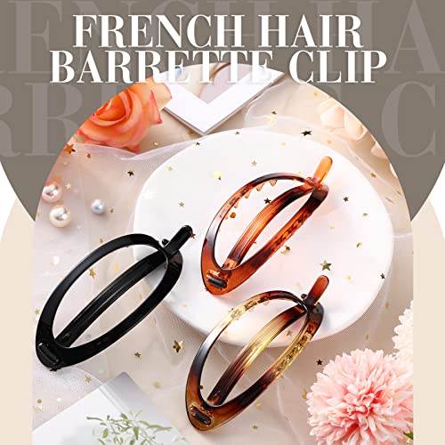 3 peças Cabelo francês Clipe Oval Clipes French para cabelos portador de cavalo flexível Pony Plain Forte Grip