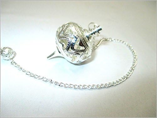 Jet Silver Cage Ball Pendulum apontou Reiki Wiccan Livreto Grátis Jato International Crystal Therapy Healing