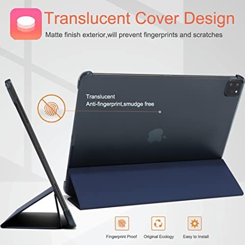 Navor Smart Cover Compatível com iPad Pro 12.9 5ª geração, Slim Lightweight Trifold Stand Hard Back Shell [azul marinho]