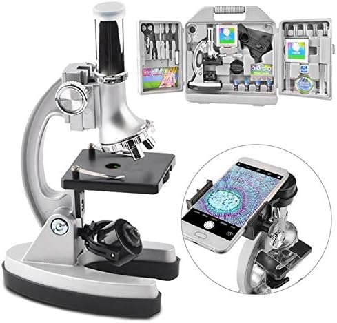 Microscópio para crianças e iniciantes -300x 600x 1200x Microscópio monocular composto do aluno com braço de