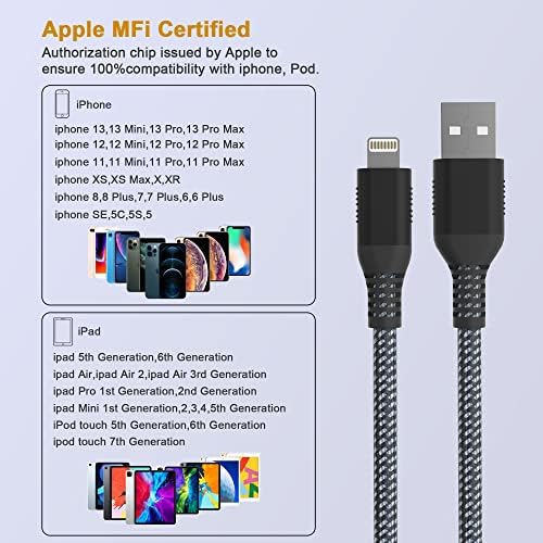 Carregador de iPhone 26ft/8m [Apple MFI Certified] Cabo Lightning Cable Extra Longo iPhone Chaço de carregamento