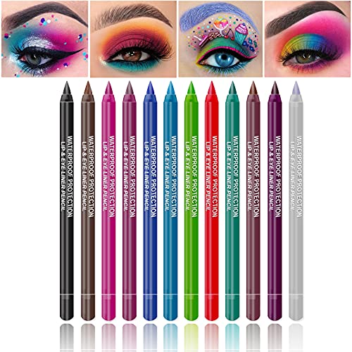 Awccxmym 12 cores Conjunto de canetas de delineador, lápis de delineador de glitter, forros