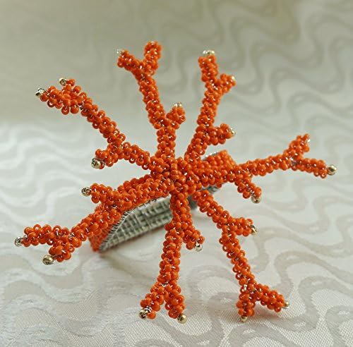 Quaeas qn16061411 anel de guardanapo de coral laranja, guardana