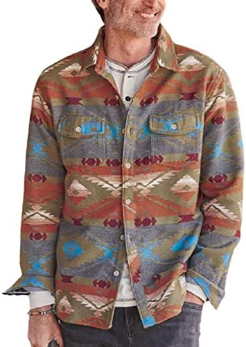 Button casual masculino para baixo shiirt primavera e outono lapel color camisetas impressas digitais engrossar jaqueta de manga longa quente