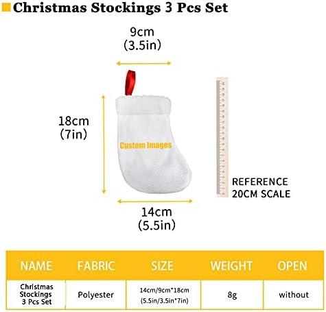 UNICEU Decoração de Natal Mini meias 3 PCs Conjunto, decoração de Natal Bling, bolsa de tabela,