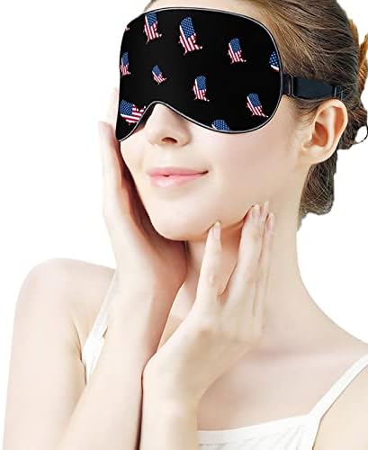 America Flag Mapa Máscara do sono Tampa de máscara de olho macio de sombra eficaz com cinta ajustável elástica