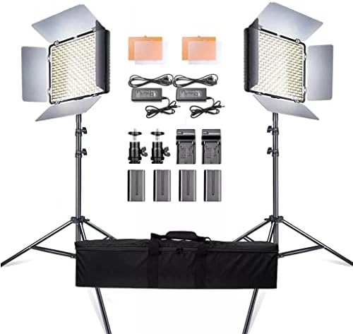 ZSEDP 2 em 1 kit LED Video Light Studio Photo Painel LED Iluminação fotográfica com saco de tripé Bateria 600
