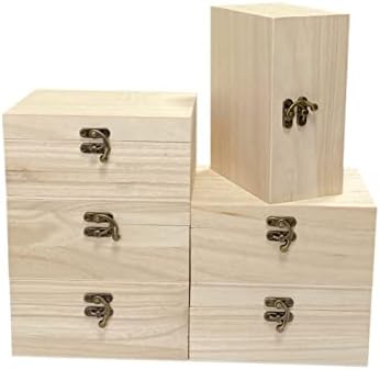 Pacote de 6 compacta caixa de madeira inacabada Crafts de madeira para pintar Projeto DIY