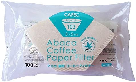 Filtro de papel trapezoidal do Cafec Abaca para 3-5 xícaras 100pcs/pacote | Filtro de papel de