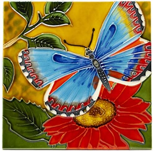 Benaya artesanal de 8 Arte trivet tile- beleza de borboleta