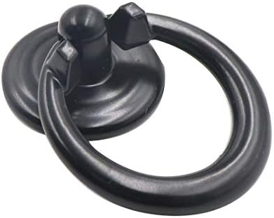 Tsnamay 5pcs anel de metal preto maçaneta usada para a porta da gaveta da gabinete, com parafusos
