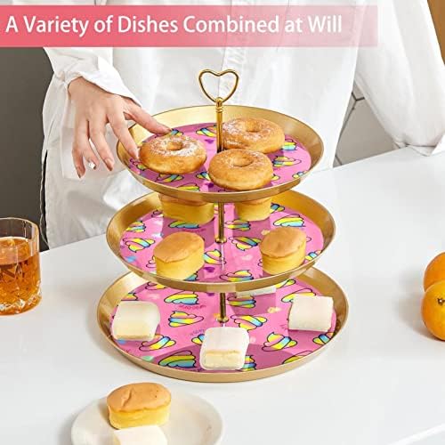 3 Placa de fruta de cupcake de 3 camadas de sobremesa Plástico para servir suporte de exibição para casamento de aniversário de chá de bebê