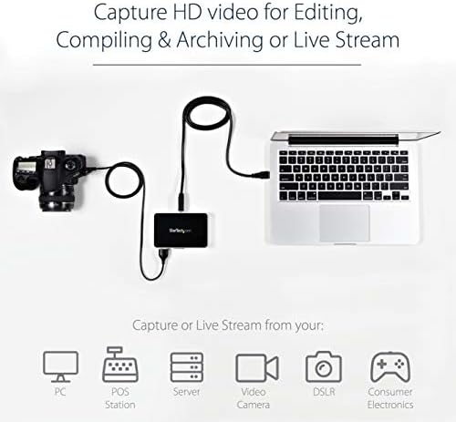 Startech.com HDMI Video Capture Device - 1080p - 60fps Capture Card - USB Video Recorder - Com HDMI DVI VGA Black