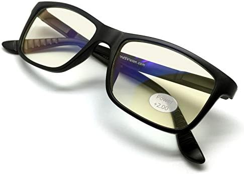 J +S Visão Reading Blue Light Glasses - Filtros 90% de luz azul de alta energia, proteção
