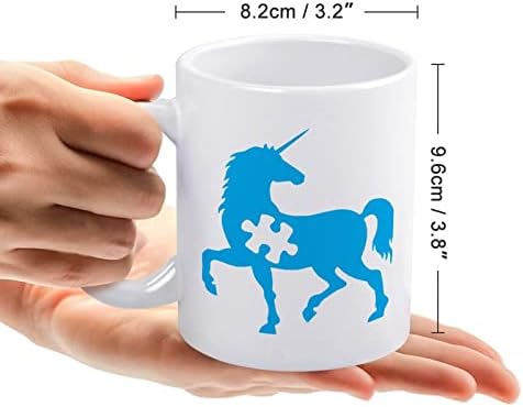 Autismo Consciência Unicorn Print Coffee Coffee Cofler Ceramic Cup Presente engraçado com design de logotipo para o escritório Homen Homens - 11 oz White
