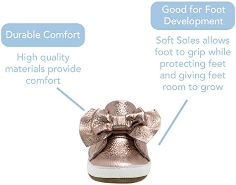 Robeez chuta primeiro a menina e sapatos unissex e sandálias para bebês/crianças pequenas, couro rosa de ouro rosa, 12-18 meses