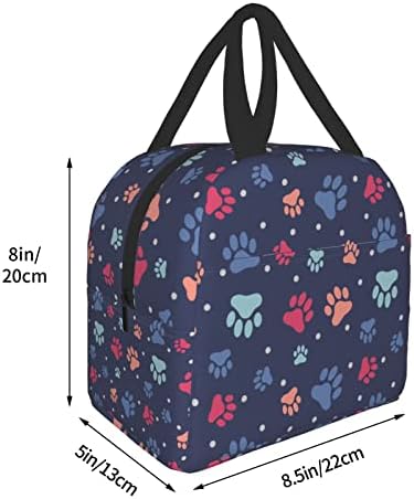 Lanch saco de cachorro fofo pata impressão de lancheira isolada lanchonete reutilizável refeição para contêiner portátil para homens mulheres trabalham viagens piquenique