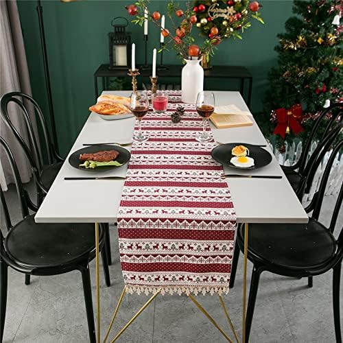 Runner de mesa Mesa de Natal Runner Decorações de Natal Tabela Lenineias de Natal Correntes de decoração de mesa de mesa para sala de jantar Decoração de Natal