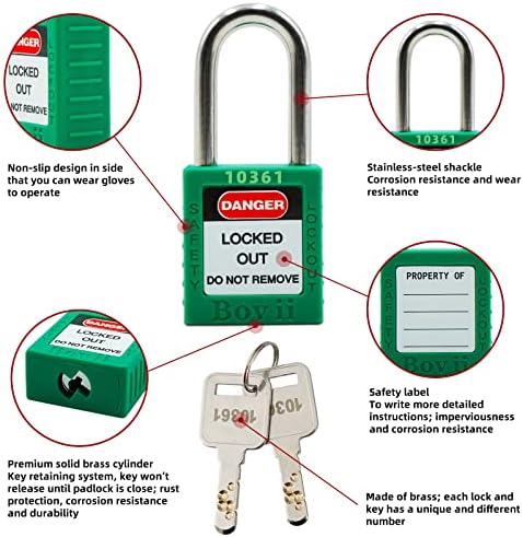 Boviisky 6 verde, com chave diferente, 2 chaves por bloqueio, bloqueios de bloqueio compatíveis com OSHA bloqueios