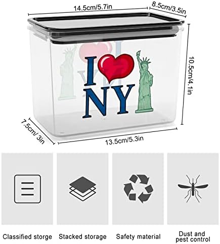Eu amo New York City Storage Box Plastic Food Organizer Contêiners com tampa para cozinha