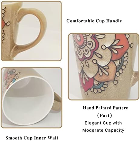 Xusmyzm canecas 12,5 onças de cor de cerâmica de cor de cor à mão personalizada com tampa, para café, chá, conjunto de 2