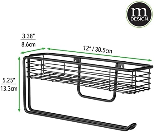 Mdesign Mount Mount Metal Paper Tootom com prateleira de armazenamento para cozinha, despensa, lavanderia,