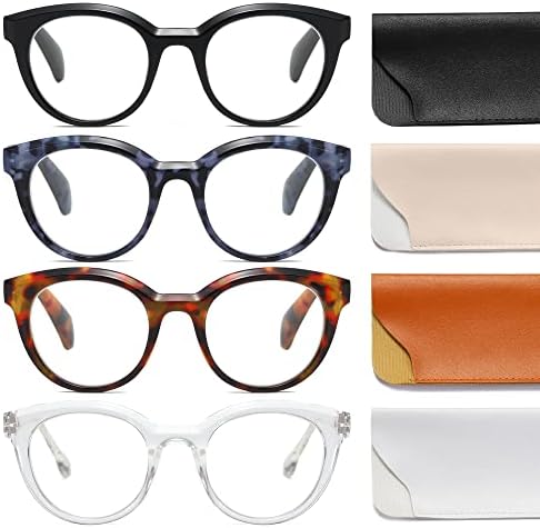 Louol 4 Pack Leitores Para Mulheres, Lendo óculos Blue Bloqueando Bloqueio Anti -UV Ray Glare Fadiga Os óculos Fashion 4 Colors
