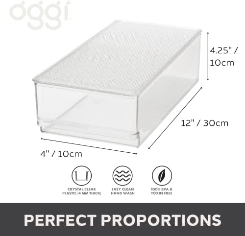 Oggi Clear empilhável Lixeira com tampa - ideal para cozinha, despensa, armário, banheiro, quarto,