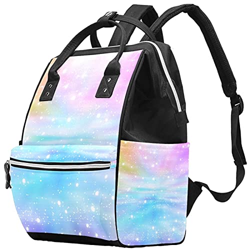 Fundo multicolorido brilhante com bolsas de fraldas de brilho Backpack Mummy Backpack de grande capacidade Bolsa de enfermagem Bolsa de viagem para cuidados com o bebê