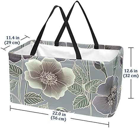 Lorvies Beauty Flower Padrão de Bolsas de Mercearia Reutilizável Cestas de Armazenamento sacos de compras,