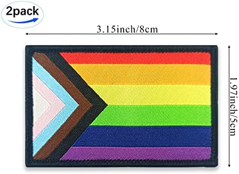 QQSD Progress Rainbow Gay Pride Bandle Patch Tactical LGBTQ Patch- Hook and Loop Fixner, 2 pacote