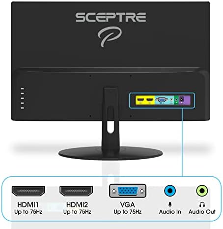 Scepter IPS 22 polegadas 1080p Monitor de jogos 75Hz HDMI x2 99% SRGB até 320 Lux Blue Filtro Light