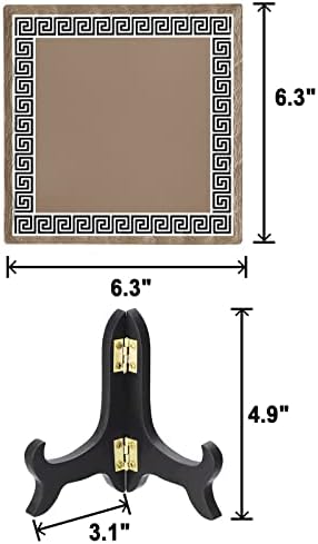 Placa de cerâmica preta marrom placa de mesa de decorações, tradicional chinês geometria padronizando