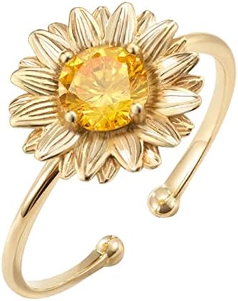 Personalidade elegante Daisy girassol zircão anel de zircão doce anel de abertura da filha anéis