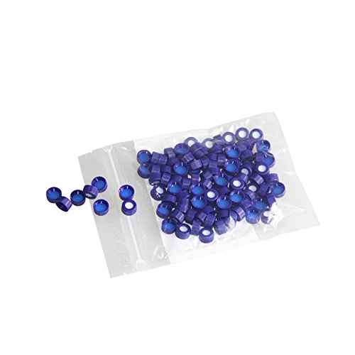 ALWSCI 1000pcs azul 9-425 Tampa de parafuso com nervuras com nervuras superiores, 2 ml de Caps HPLC, PTFE azul de 9 mm de 9 mm/revestimento de silicone branco de 9 mm