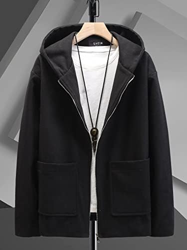 Jackets Ninq for Men - Men 1pc Pocket Patched Hooded Overs Coat