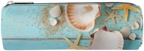 Starfish Seashell Board Lápis Caneta Bolsa de caneta Solter, Sea Beach Zipper Lápis Bag portátil Cosmético