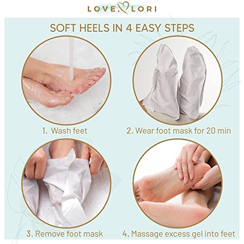 Amor, Lori Callus Remover gel e máscara de pé hidratante Conjunto para pés macios suaves em casa