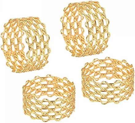 Uxcell Metal Napkin Rings Conjunto de 4, fivela do anel de guardana