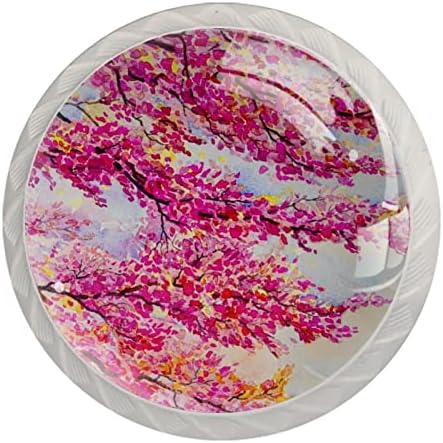 Botões de gaveta redonda Pull Flores de cerejeira Gaveta puxa alças com parafusos para o guarda -cozinha do escritório em casa guarda -roupa 1.37x1.10in