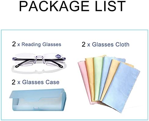 2PCs Color Glint Readers-Color Glint Sapphire Alta dureza Anti-azul Progressivo muito e quase duplo uso presbiopia de óculos de leitura)