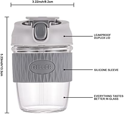 Garrafa de água de vidro com palha, palha, palha de 17 onças ou 12 oz de vidro com palha e tampa, garrafa de vidro com manga protetora de silicone - BPA livre