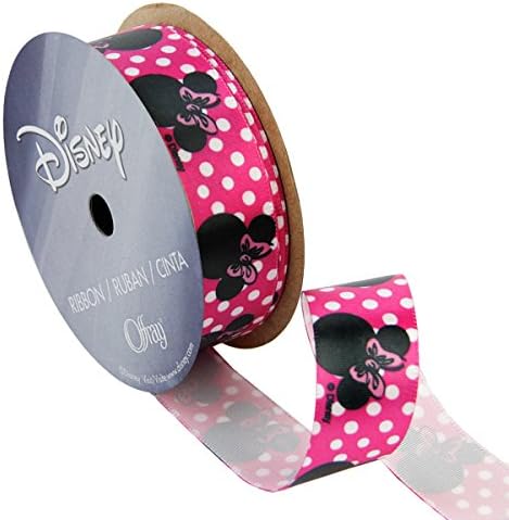 Offray, chocantes pontos rosa Minnie Mouse Craft Ribbon, 7/8 polegadas por 9 pés, 7/8 polegadas x