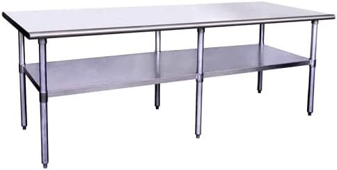Kitos Stainless Steel Kitchen Prep Tabela 96 X30 com Backsplash e Undershelf, NSF Tor de trabalho para restaurantes - 16GA/304SSS