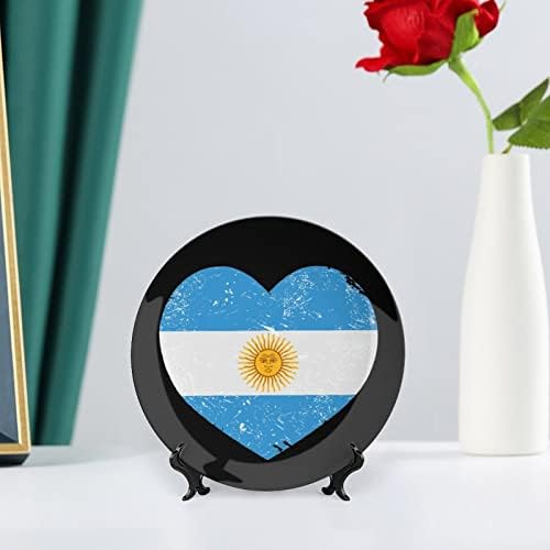 Argentina Retro Coração em forma de chinina China Decorativa Placas Cerâmicas Artesanato com Display Stand for Home Office Wall Decoration