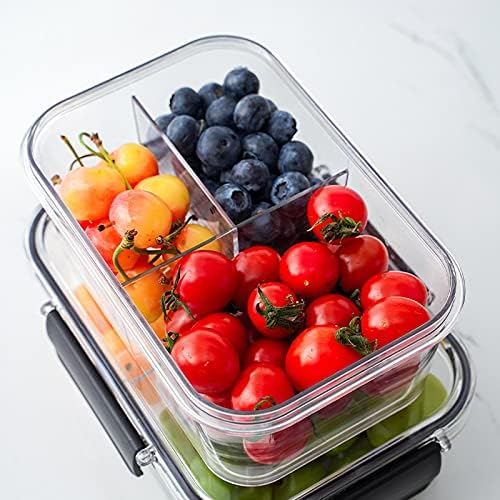 Viseka Refrigerador Caixa Crise de cozinha Caixa de armazenamento selada com alimentos para lancheira transparente com divisor, caixa de bento de frutas